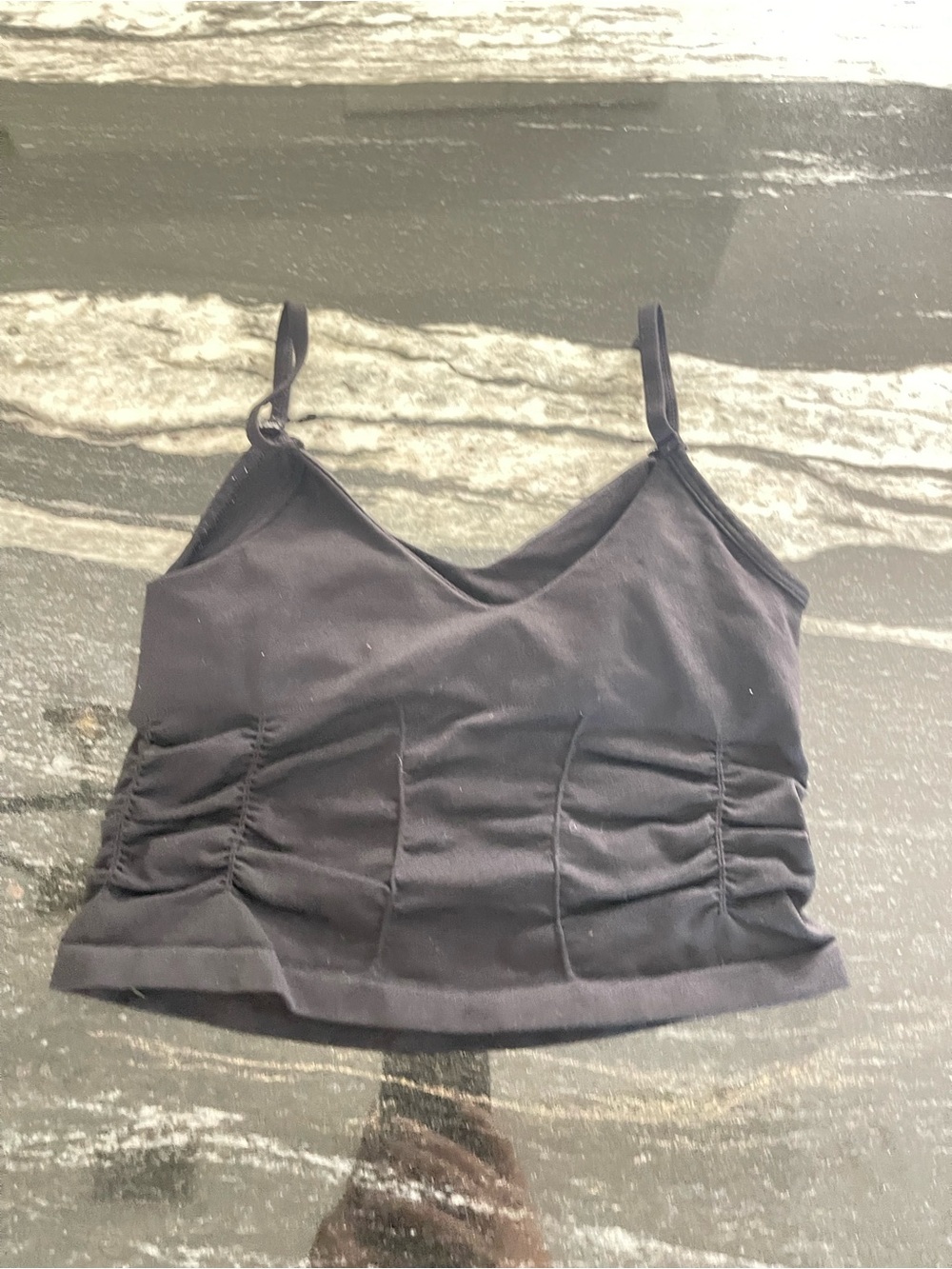 FP Movement by Free People Black Ruched Cropped tank top